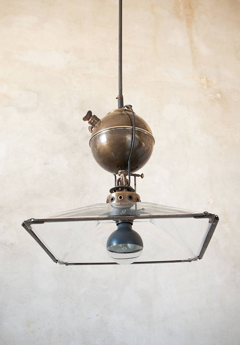 Converted spherical brass ball lamp