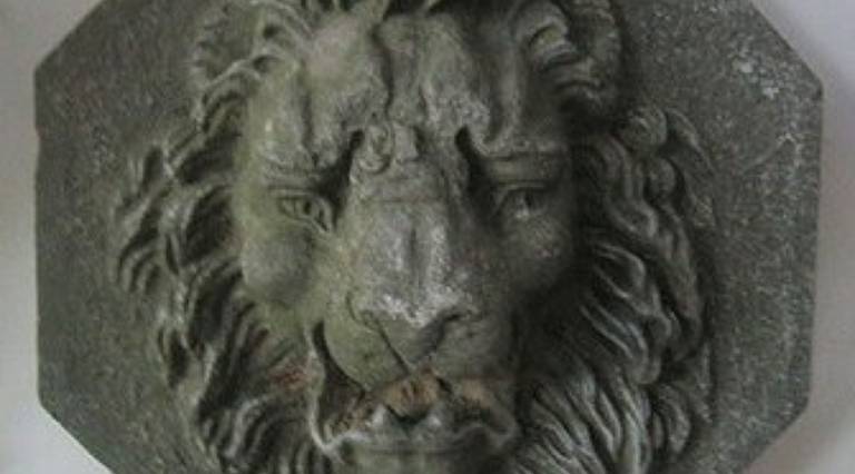 Early C19 carved stone lion`s mask