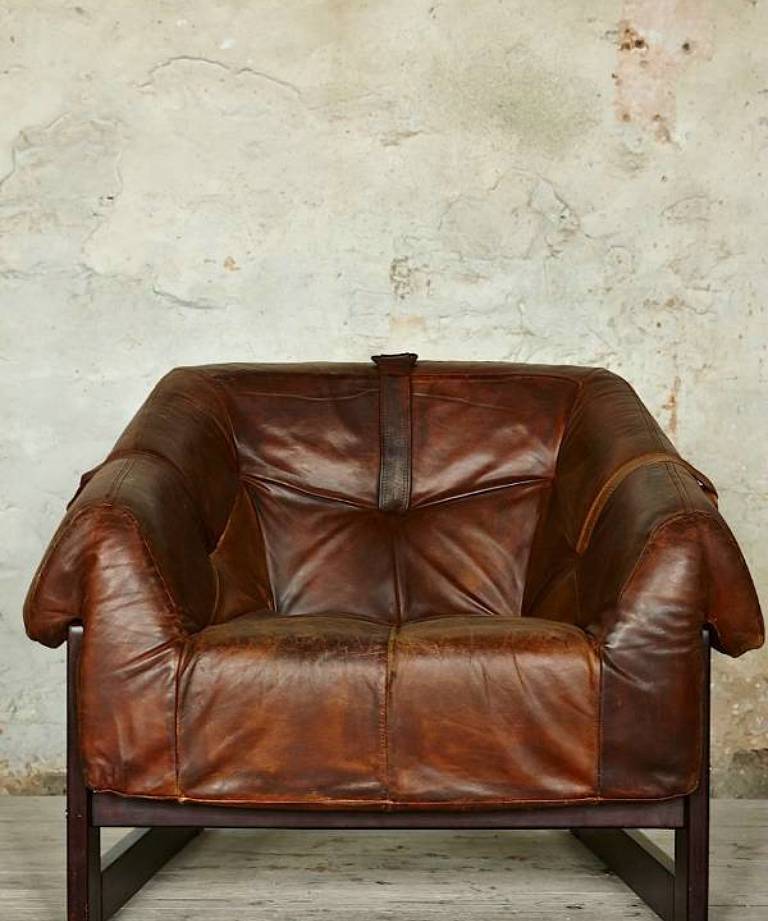 Leather sling chair