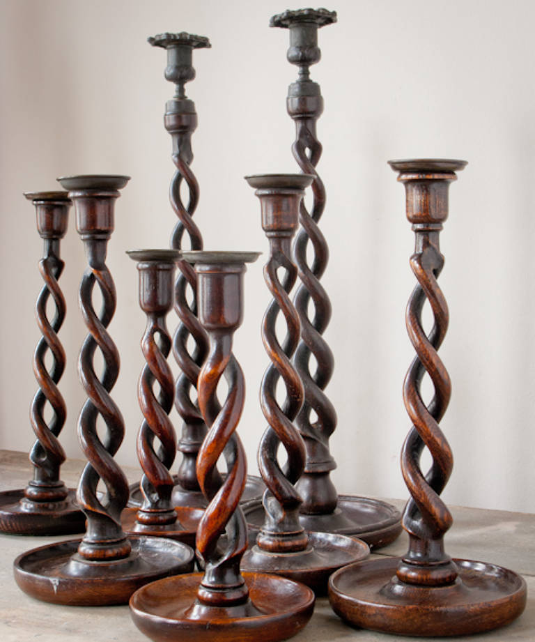 Wooden twist candle sticks