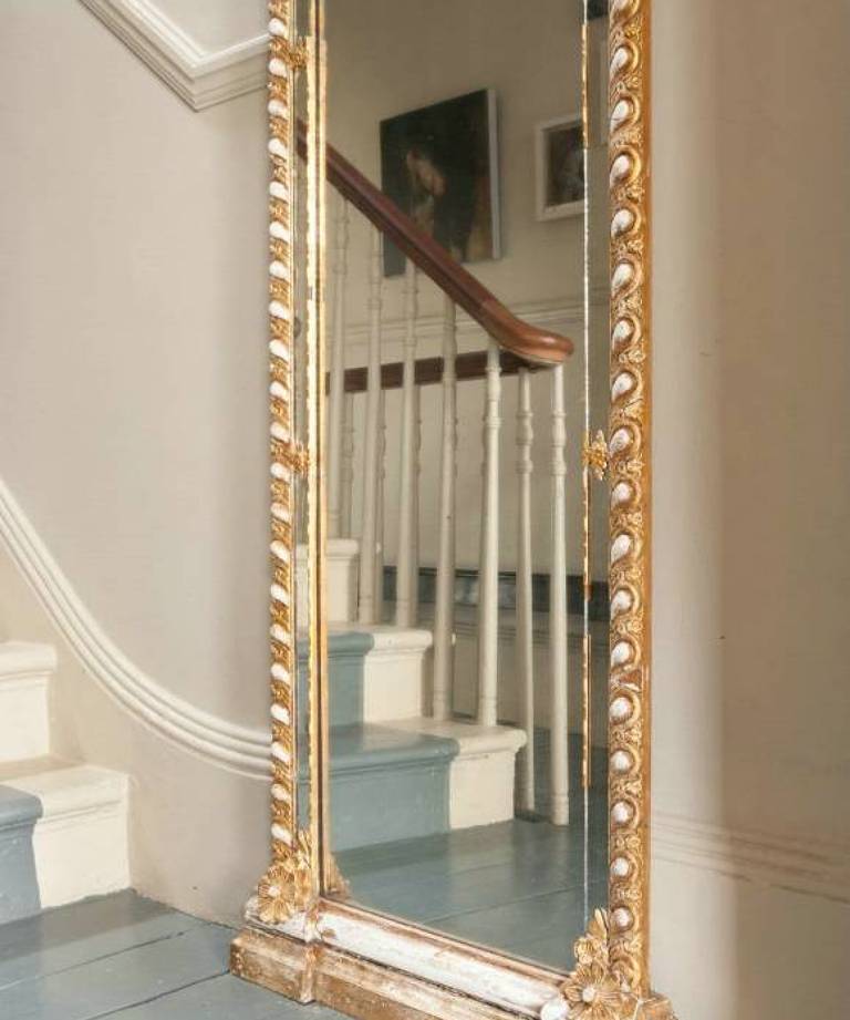 Tall mirror with mercury glass