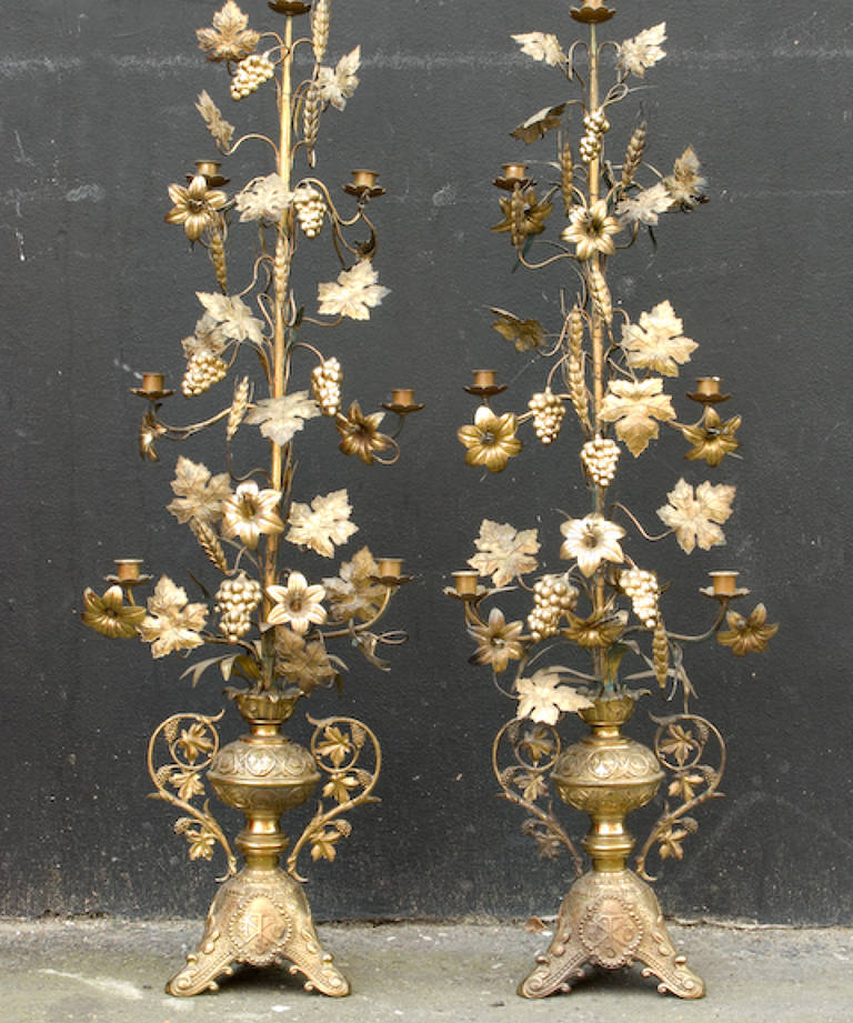 Gold ornate candle sticks