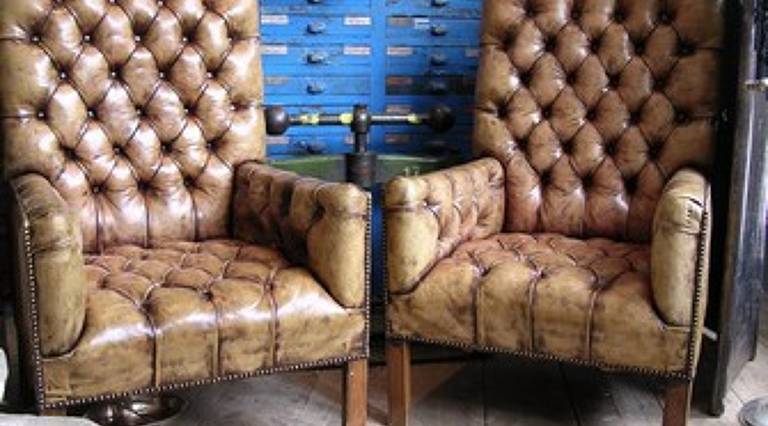 Pr. leather armchairs
