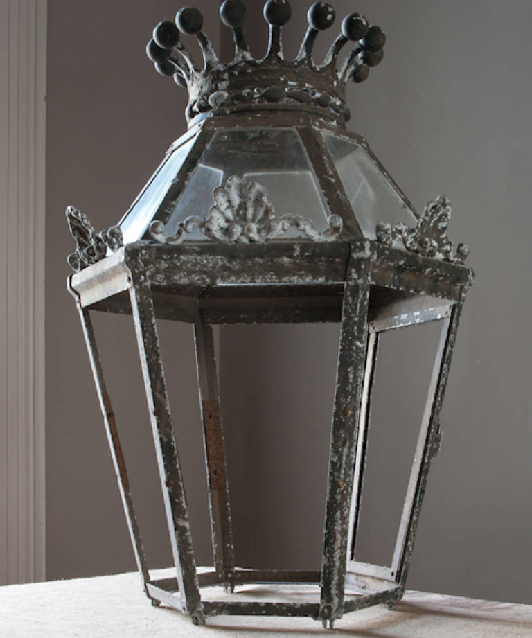 Large distressed metal lantern