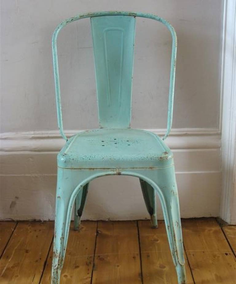 Set of 10 turquoise cafe chairs