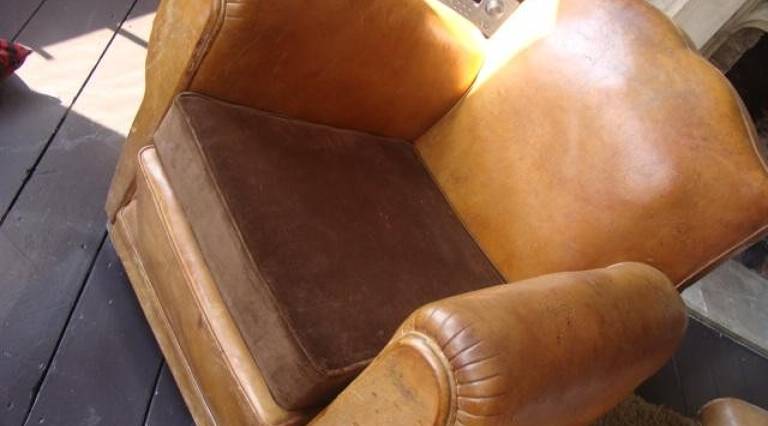 Pair leather armchairs