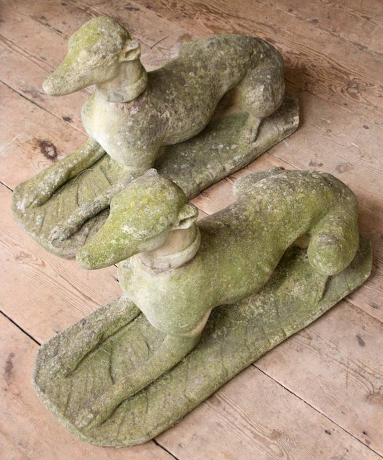 Pair of stone whippets