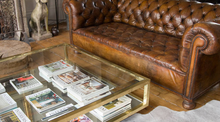 Mirrored glass coffee table