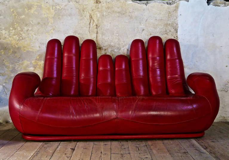 Italian Red Leather Sofa
