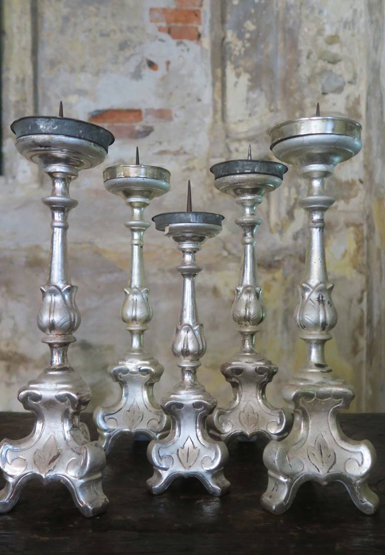 18th Century Silverleaf candlesticks