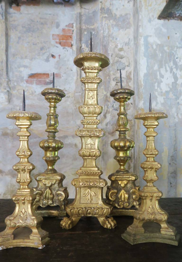 17th and 18th century gilt candlesticks