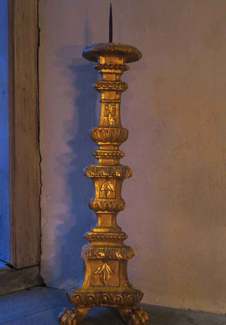 Tall carved gilt candle stick, c1780, Italy