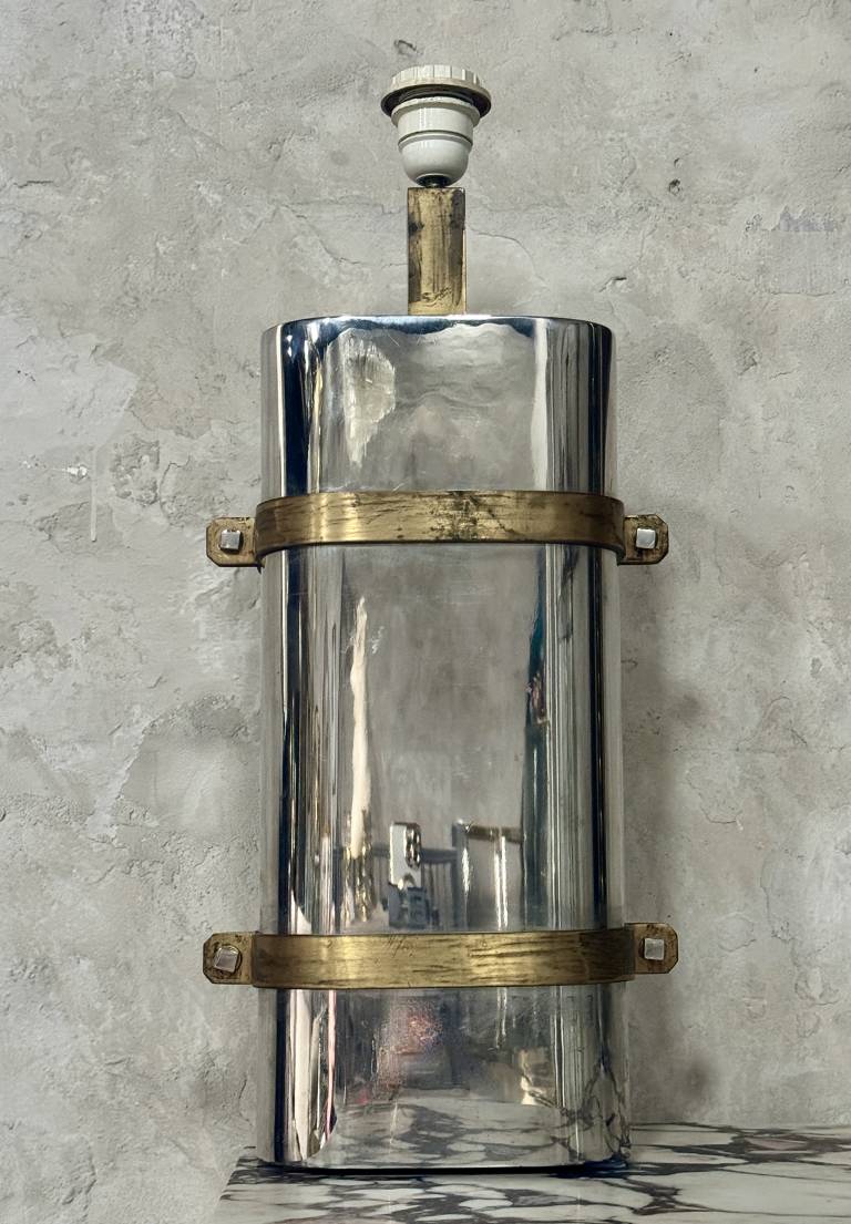 Steel and Glass Table Lamp, circa 1970, Italy