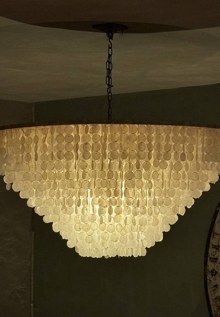 Large scale Capiz Shell Chandelier, Italy