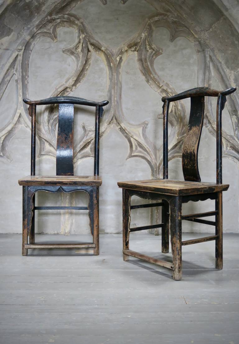 Pair elm yoke chairs, circa 1820, China