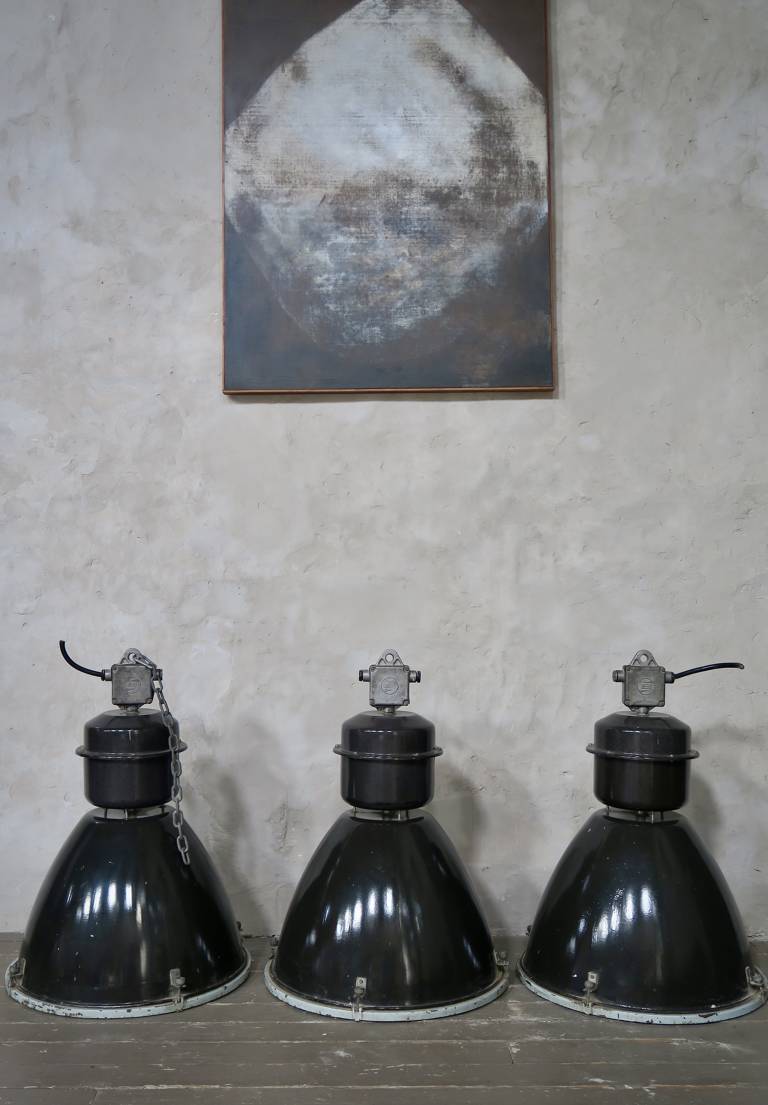 Large enamel factory lights