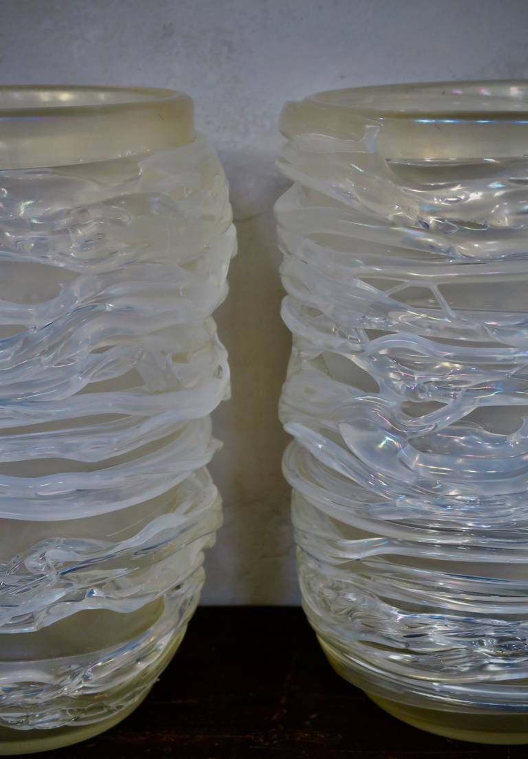 Pair Murano Squiggle Vases