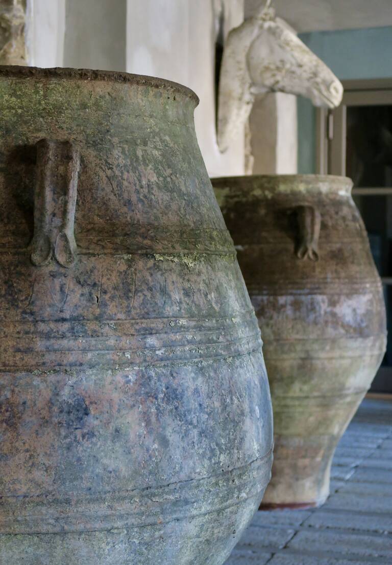 Pair huge terracotta olive pots, 19th century
