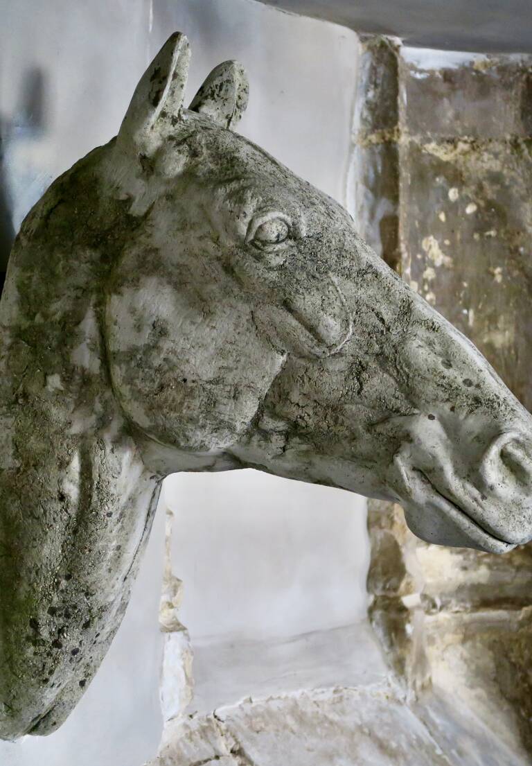 Composite stone horse head, circa 1900, Italy