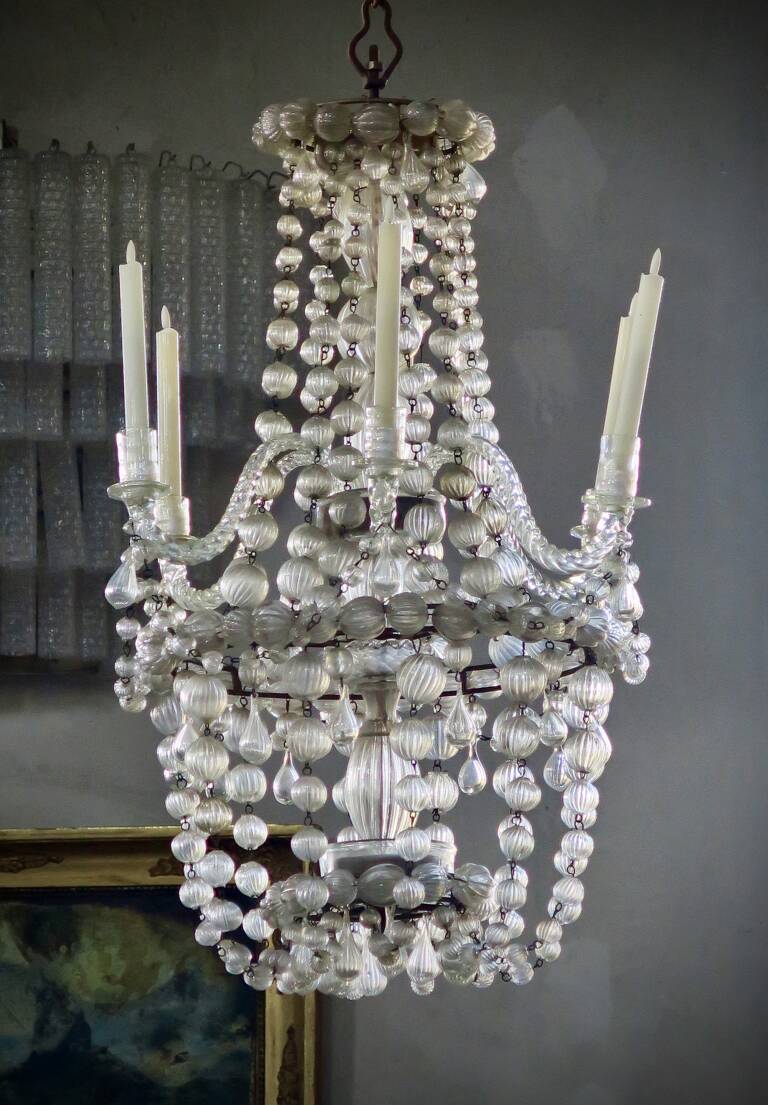 Exceptional pair chandeliers, c1900, Italy