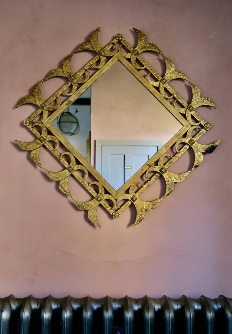 Pair iron gilt mirrors, Spain, circa 1950