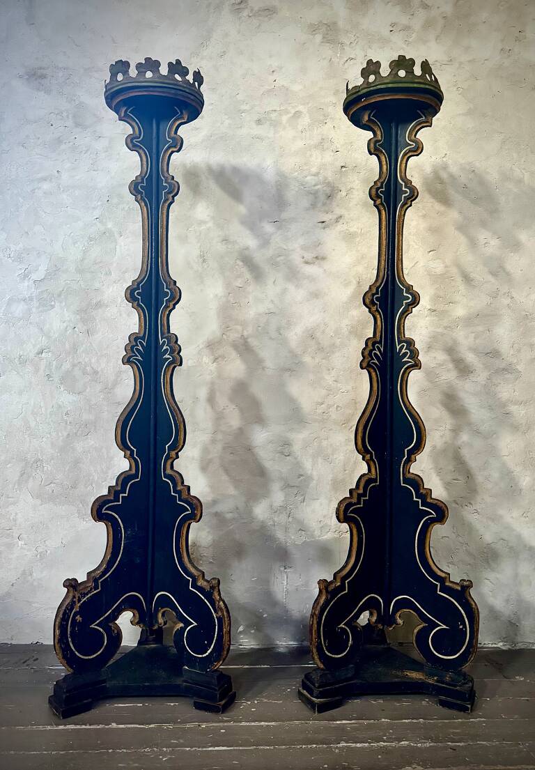 Rare pair of candle stands, 18c, Florence