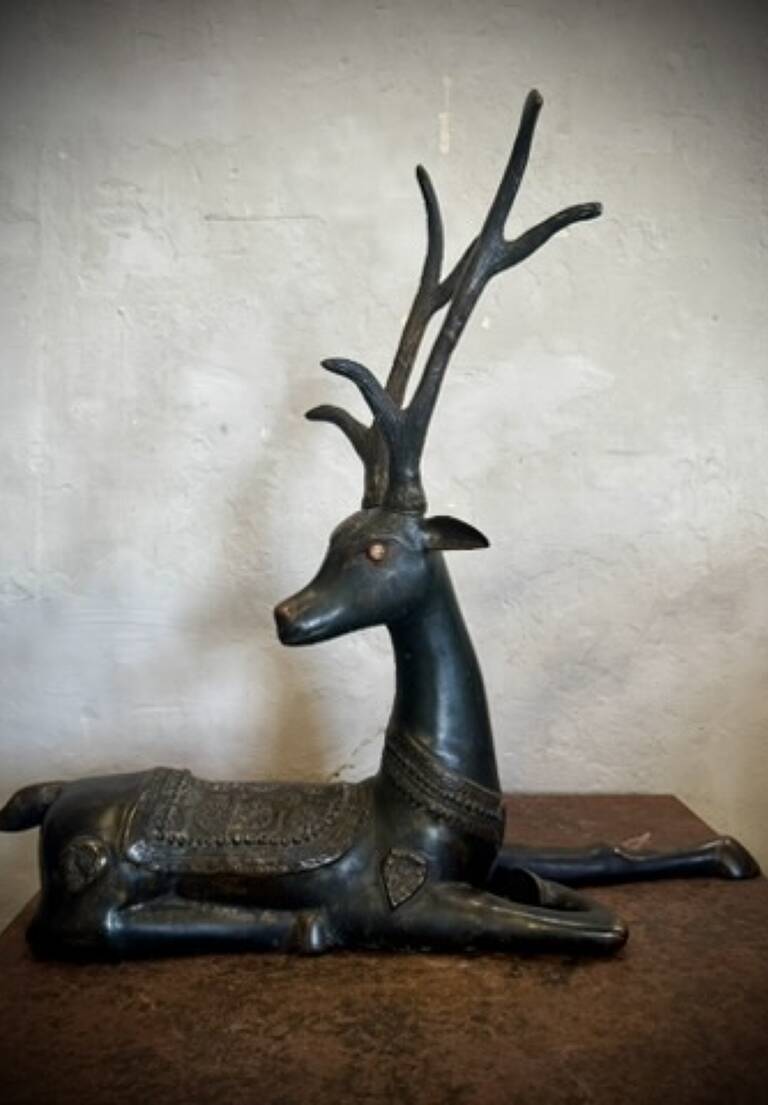 Bronze sculpture of a deer, 19c,  Asia