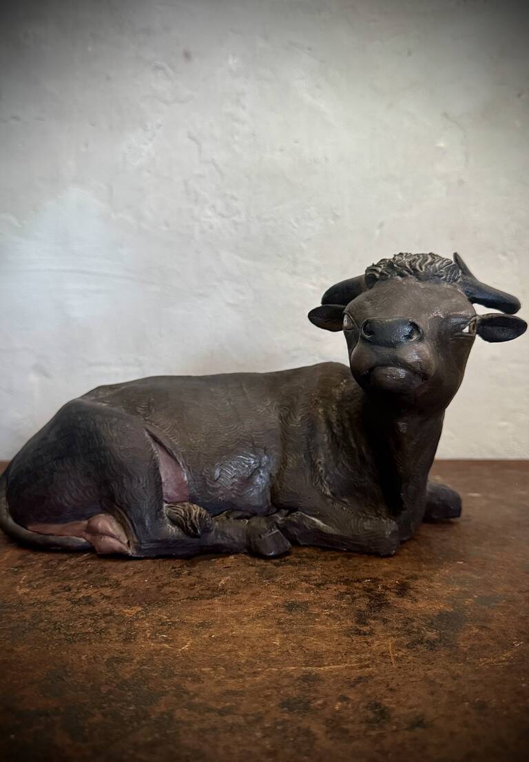 Terracotta sculpture of a bull, 19c, Italy