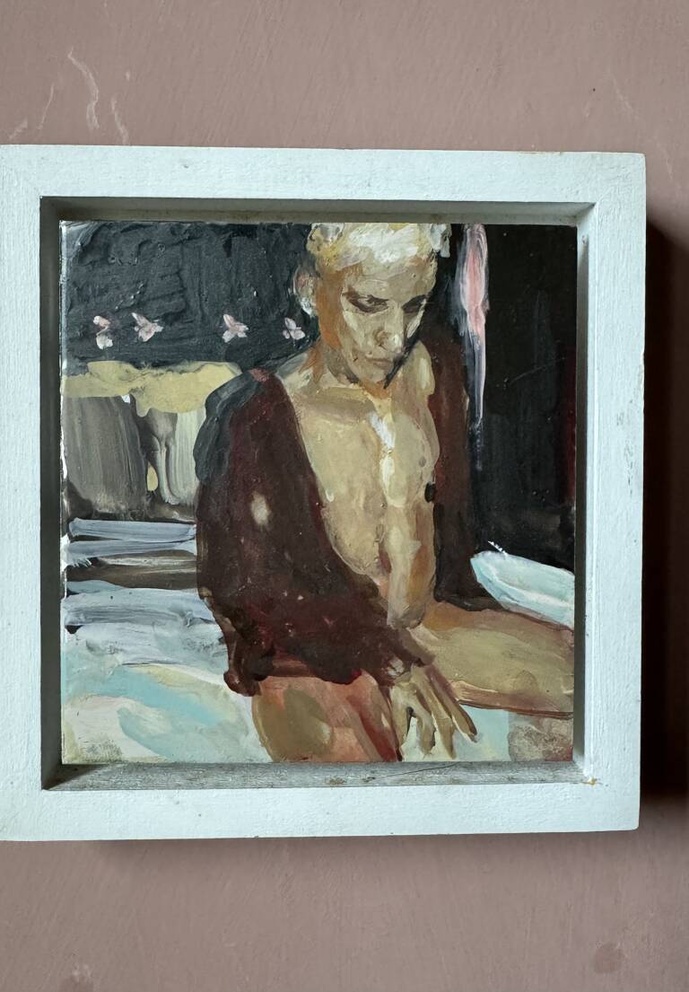 Blonde Boy Red Coat, by Geraldine Swayne