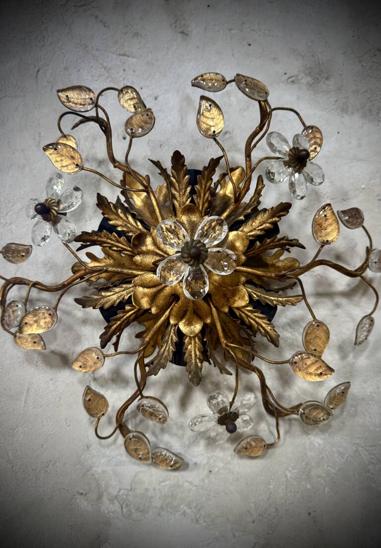 Pair ceiling lights/sconces, c1950, Italy