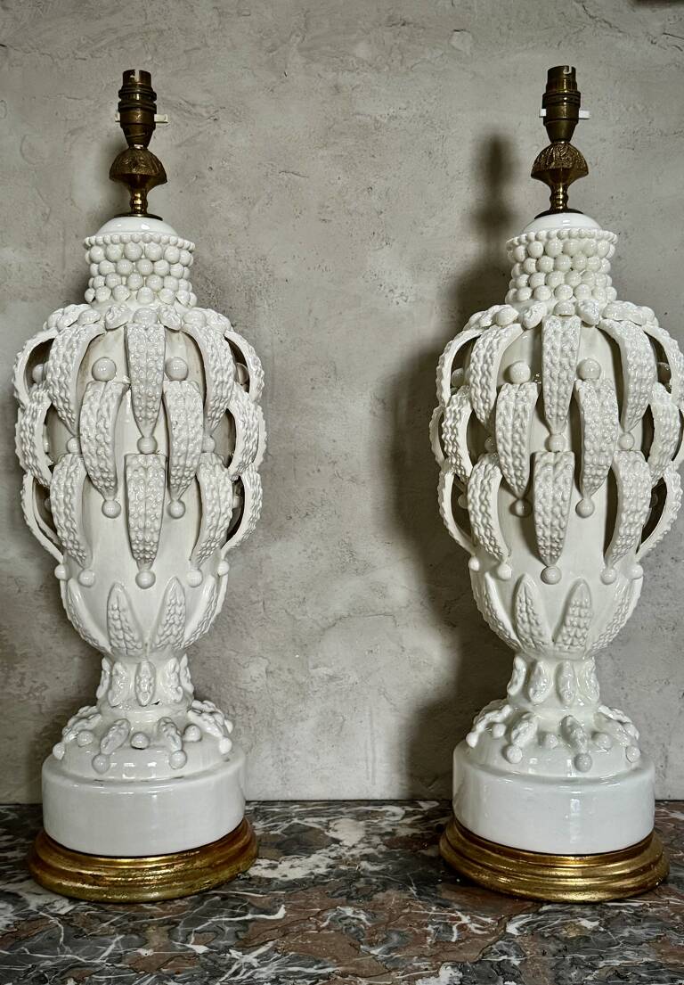 Pair Casa Pupo glazed lamps, c1960, Spain