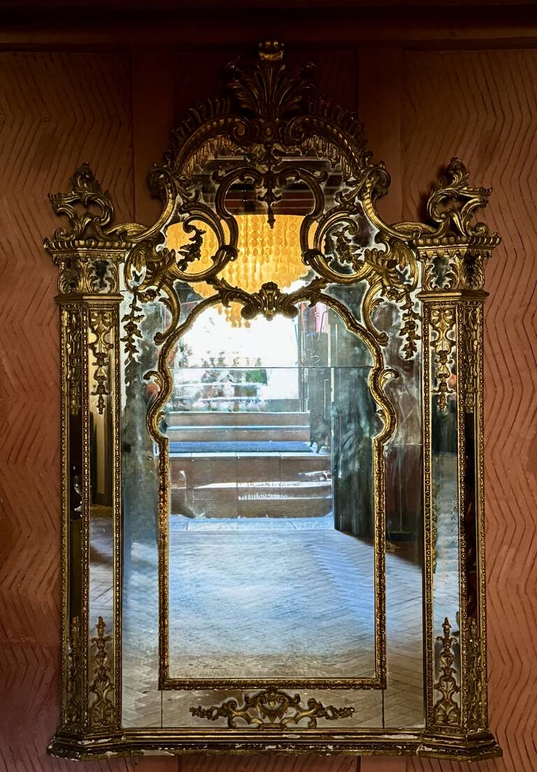 Giltwood Cushion Mirror, circa 1840, Italy