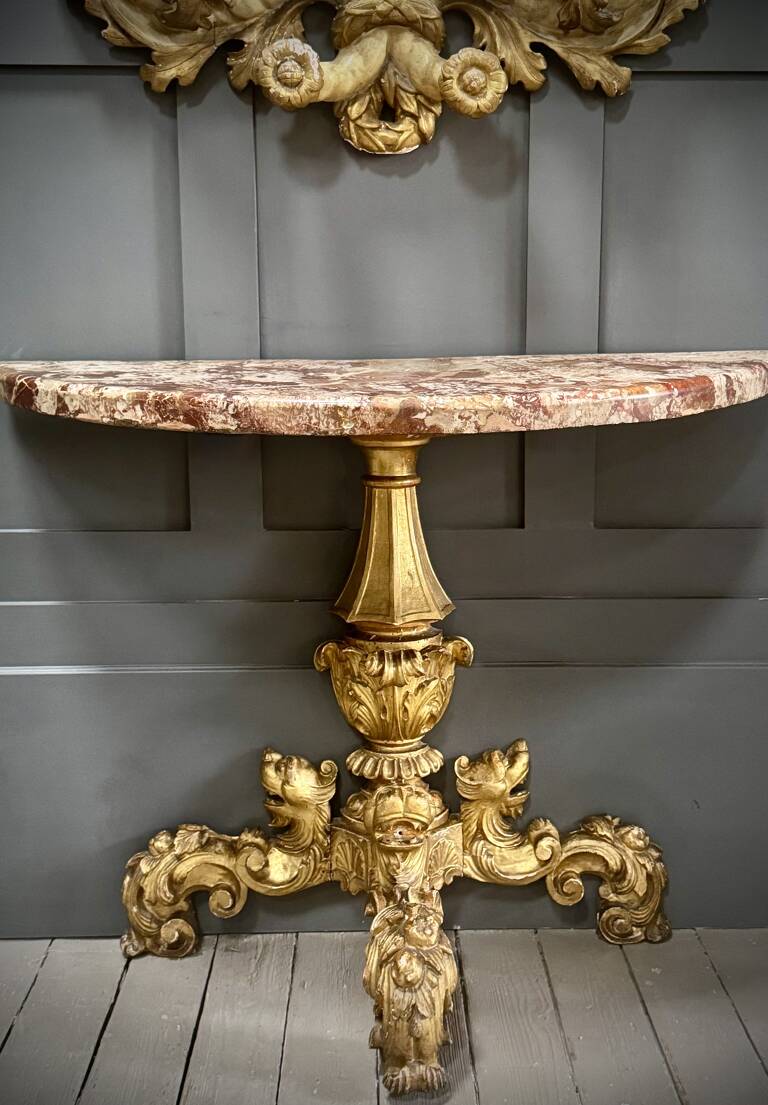 Exceptional pair consoles, circa 1750, Rome,